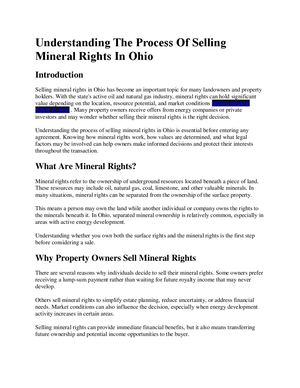 Understanding The Process Of Selling Mineral Rights In Ohio