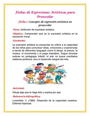 Fichas De Expresiones Artísticas Para Preescolar 1