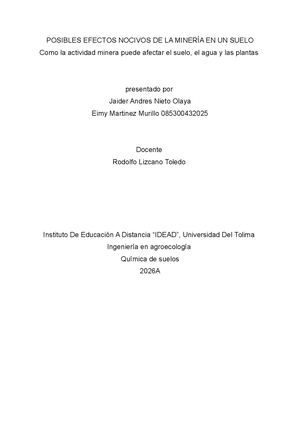 Posibles Efectos Nocivos De La Mineria En Un Cultivo De Café