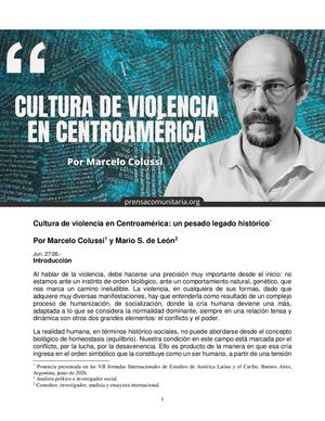 Cultura De Violencia En Centroamérica