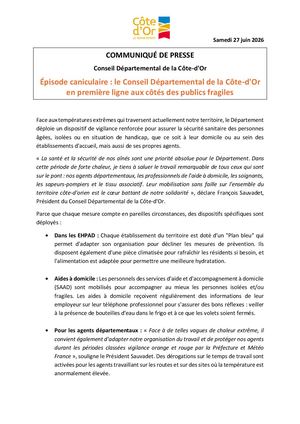 Le Département de la Côte-d'Or en action face à la canicule