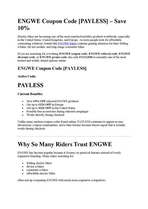 ENGWE Coupon Code [PAYLESS] – Save 10%