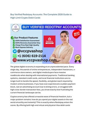 Buy Verified Redotpay Accounts: The Complete 2026 Guide to High-Limit Crypto Debit Cards