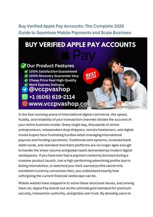 Buy Verified Apple Pay Accounts: The Complete 2026 Guide to Seamless Mobile Payments and Scale Business