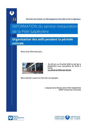 Note DADDL PSL - Information Organisation Des Selfs De La Pitié Salpêtrière - Période Estivale