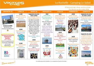 Planning Animation semaine du 28/06 au 04/07
