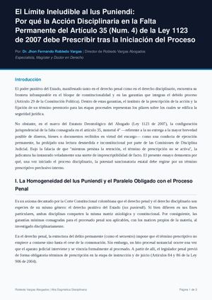 Prescripcion Falta Permanente Ley 1123