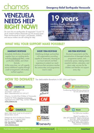 Chamos Emergency Appeal Venezuela Donations