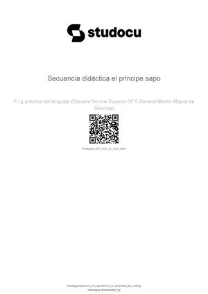 Secuencia Didactica El Principe Sapo Primer Ciclo 2025