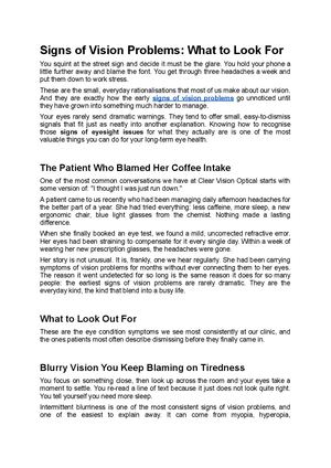 Signs Of Vision Problems