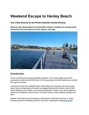 Weekend Escape to Adelaide's Coastal Suburbs: A 2-Day Itinerary