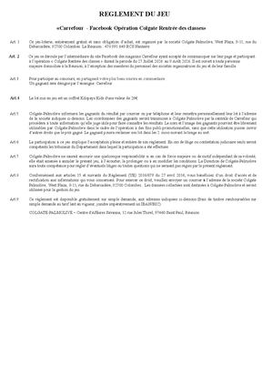 Règlement Jeu Carrefour Op Rentrée Des Classes