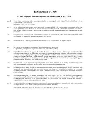 Règlement Jeu Soupline Sèche Linge