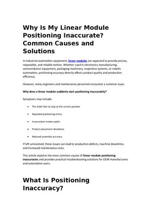 Why Is My Linear Module Positioning Inaccurate Common Causes And Solutions