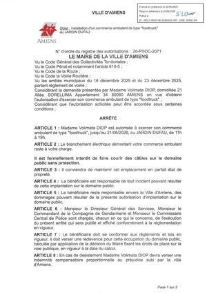 26 Psoc 2071 Installation D'un Commerce Ambulant Footruck Au Jardin Bleu Jusqu'au 21 06 2026
