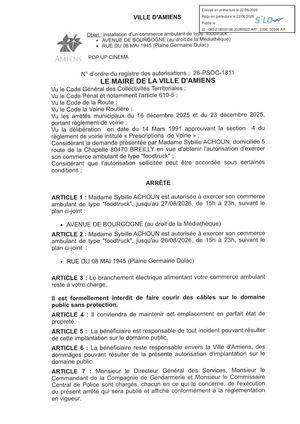 26 Psoc 1811 Installation D'un Commerce Ambulant Footruck Av De Bourgogne, Rue Du 8 Mai Jusqu'au 27 08 2026