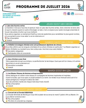 Programme Juillet 26