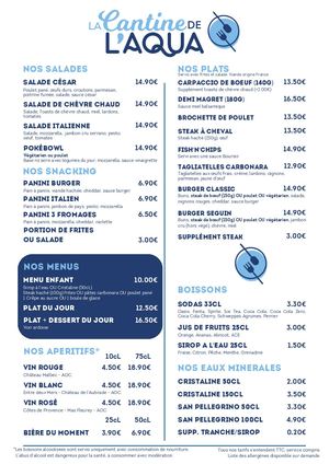 Menu Cantine De L'Aqua Printemps