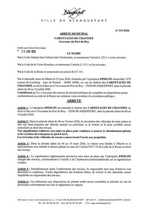 Arrêté n°215-2026