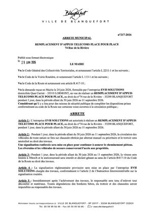 Arrêté n°217-2026
