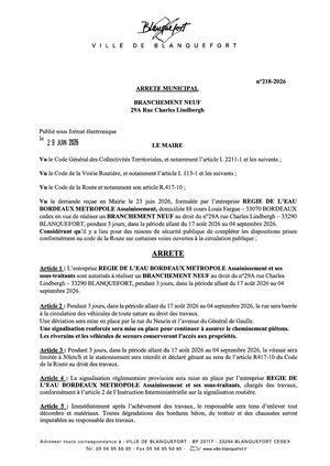 Arrêté n°218-2026