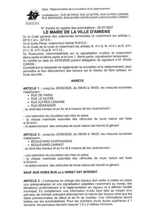 26 AT 0827  Réglementation De Stationnement Et Circulation Rue De Paris, Rue Le Nôtre & Autres Jusqu'au 20 06 2026 Publiée Le 29 06 2026