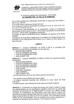 26 AT 0828 Réglementation De Stationnement Et Circulation Bld Carnot Rue Du Général Leclerc & Autres Jusqua'au 20 06 2026