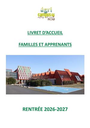 Livret Accueil Apprenants Rentrée 26 27