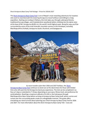 Short Annapurna Base Camp Trek Package – Prices For 2026 & 2027