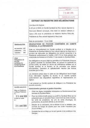 CS_2026_juin_Delegations_pouvoir_du Comité Syndical à la Présidente