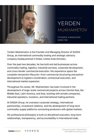 Board Biography | Yerden Mukhametov