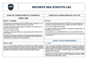Comparatif des anciens et nouveaux statuts du LSC