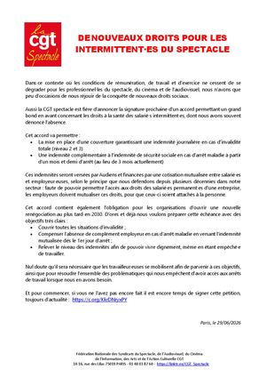 Cp Cgtspectacle De Nouveaux Droits Pour Les Intermittent·es Du Spectacle
