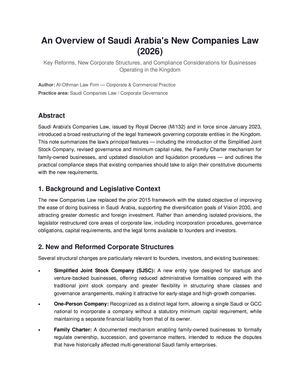 An Overview of Saudi Arabia's New Companies Law