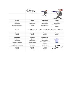 Menu Semaine Du 29 Juin Au 5 Juillet 2026