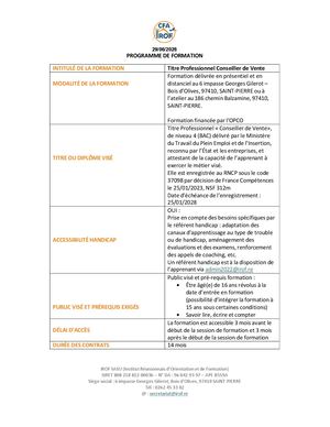 Cv Programme De Formation