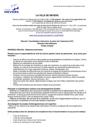 Coordinateur Instruction et Police Urbanisme