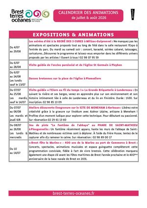 Calendrier des animations de la destination Brest terres océanes Eté 2026