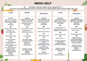 Menu Self Cfx S1 ÉTé