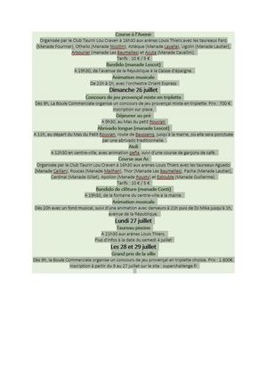 Programme Fête Votive 2026