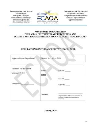 Regulations On The Ecaqa Accreditation Council 2026