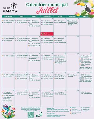 Calendrier d'activités - juillet 2026