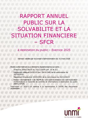 Rapport SFCR UNMI 2025