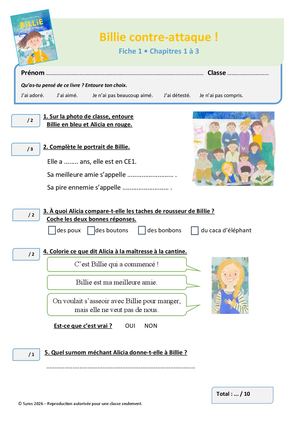 Billie COntre attaque - Fiches Eleves Et Corrigés