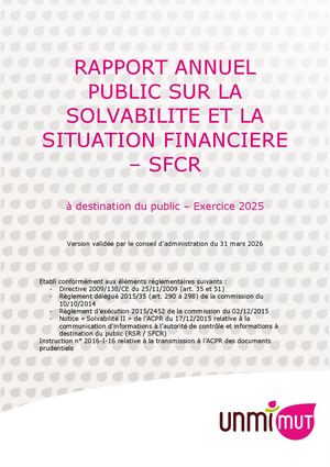Rapport SFCR UNMI'Mut 2025