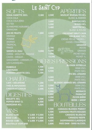 Cartes Des Boissons