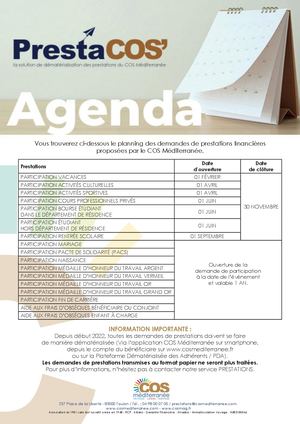 Calendrier des Prestations du COS Méditerranée