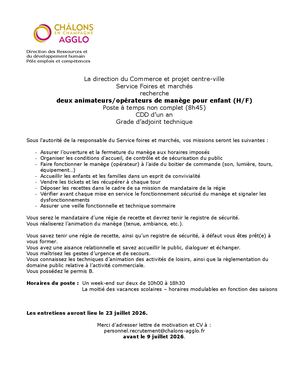 Opérateur De Manège à Temps Non Complet