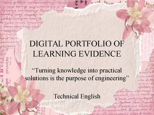 Digital Portfolio Of Learning Evidence