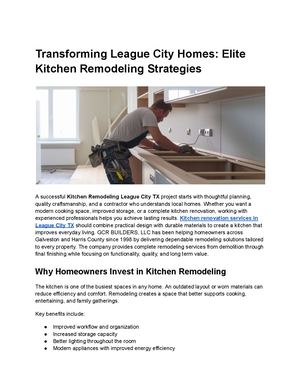 Transforming League City Homes Elite Kitchen Remodeling Strategies